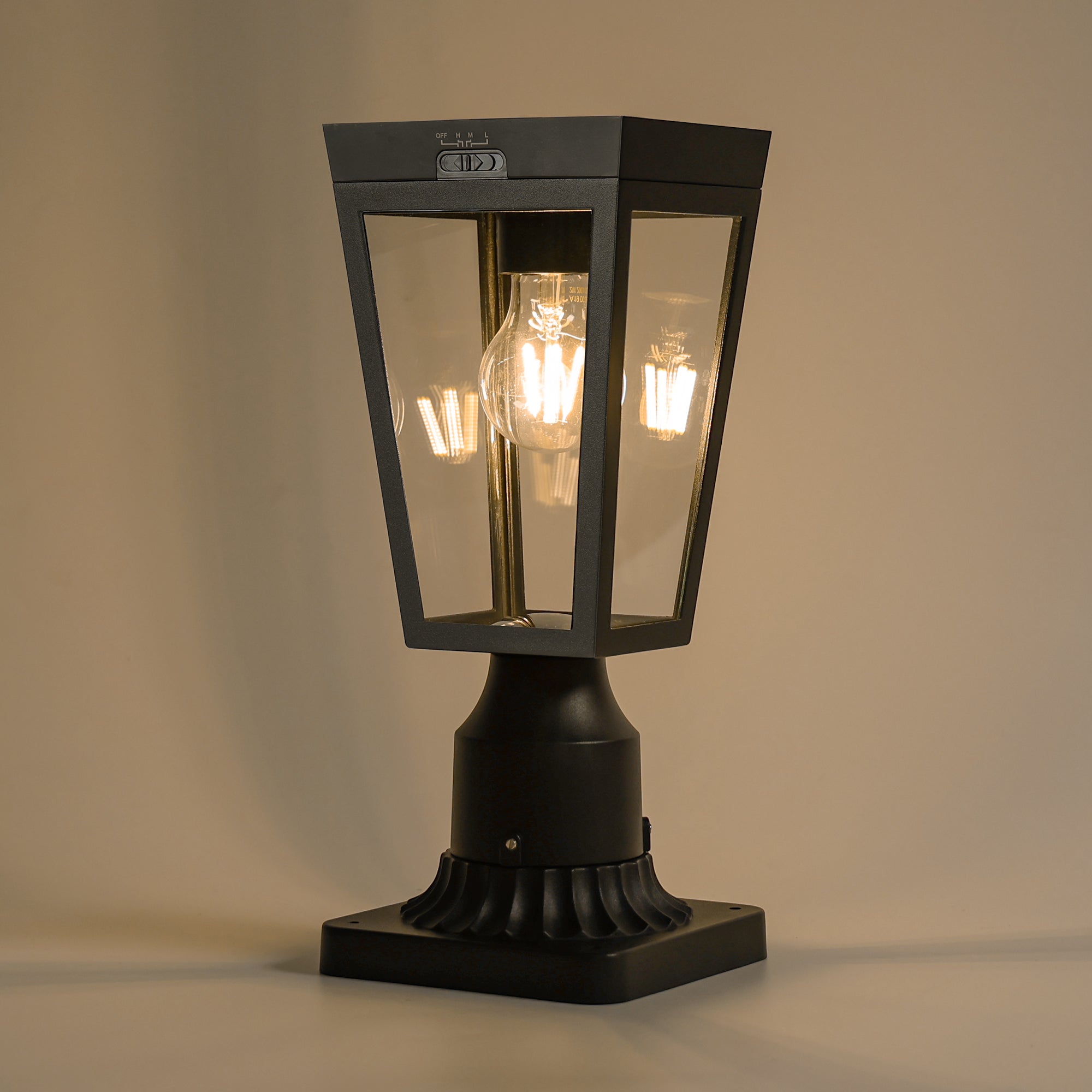 LUTEC Outdoor Solar Lamp Post Light with Pier Mount Base, Dusk to Dawn