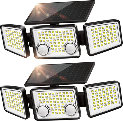 UME-Solar Outdoor Lights 3000 Lumen 7000K, 152 LED Super Bright Motion Sensor Outdoor Lights with 2 Sensors, IP65 Waterproof 270 Wide Angle Solar Flood Lights with 3 Modes for Garden