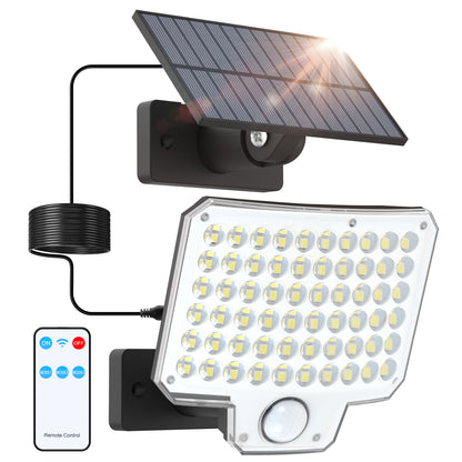 LUTEC Solar Lights Outdoor, 240 LED 3000LM Solar Powered Motion Sensor Flood Lights with Remote, Solar Flood Light with 3 Modes, Security Lights with 16.4Ft Cable IP65 Waterproof for Yard