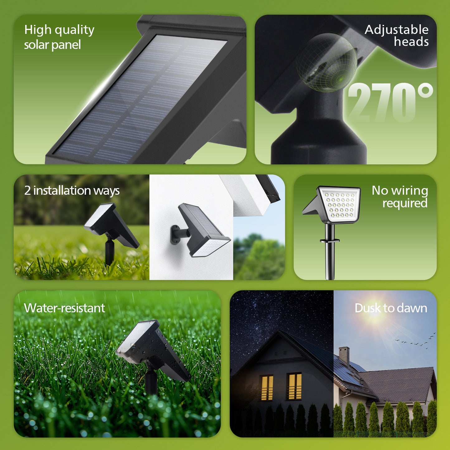 UME 4 Packs Solar Spot Lights Outdoor Waterproof, 28 LED 7500K Solar Powered Landscape Pathway Lights, Dusk to Dawn Solar Spotlights for Garden, Yard, Lawn, Walkway, Driveway