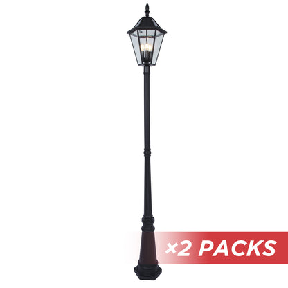 LUTEC-LONDON Single Head Die-Cast Aluminum LED Outdoor Solar Powered Street Light (Head & Pole), 300LM, Up To 8hour Runtime, 2700K