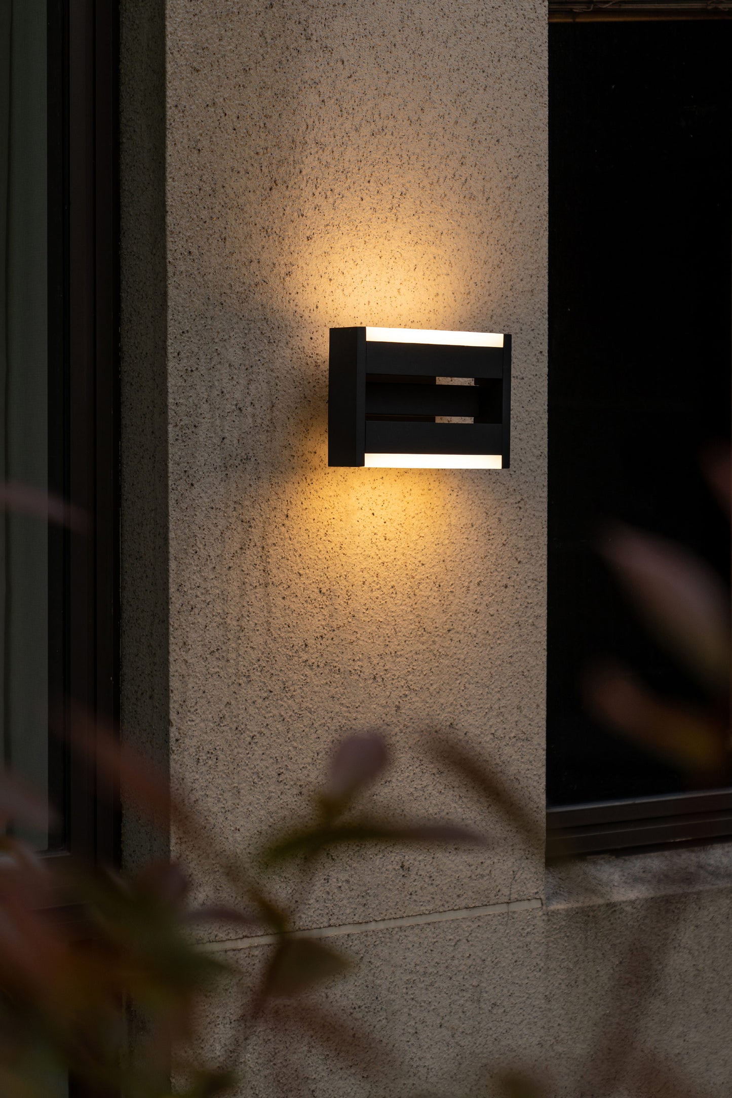 LUTEC 2-Light Dark Grey Outdoor Hardwired Wall Lantern Sconce Integrated LED Non Motion Sensing