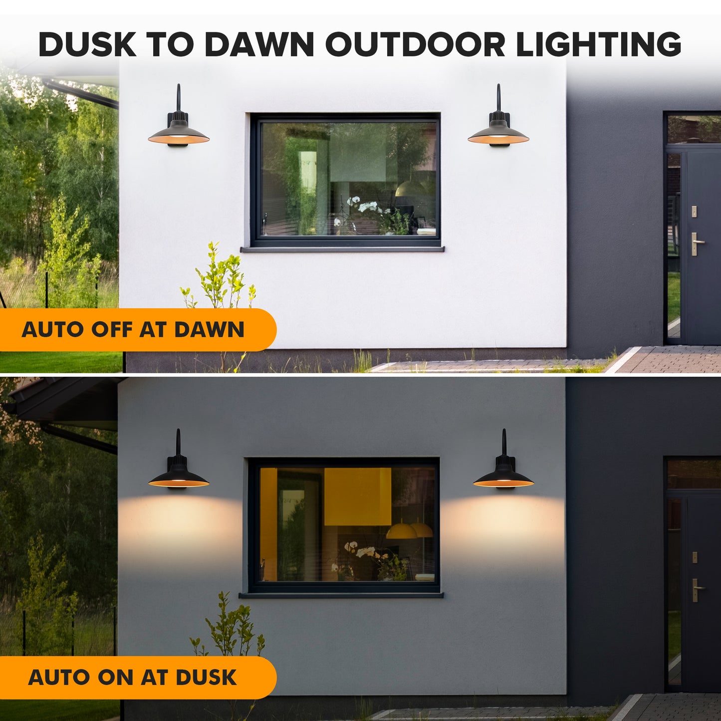 LUTEC Dusk to Dawn Wall Sconces Outdoor Gooseneck LED Barn Light Exterior Porch Wall Lighting Fixture, Anti-Rust Waterproof Vintage Wall Mount for House, Patio, Farmhouse, Garage