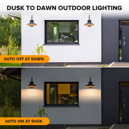 LUTEC Dusk to Dawn Wall Sconces Outdoor Gooseneck LED Barn Light Exterior Porch Wall Lighting Fixture, Anti-Rust Waterproof Vintage Wall Mount for House, Patio, Farmhouse, Garage