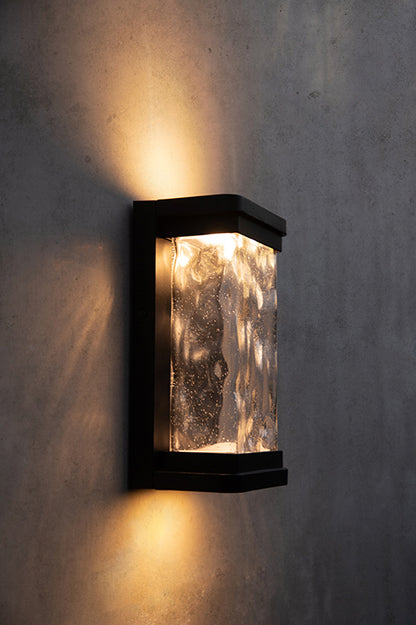 LUTEC-STARRY LED Outdoor Wall Sconce With Seeded Glass Surround, Dusk To Dawn, 15W,1000LM, 3000K