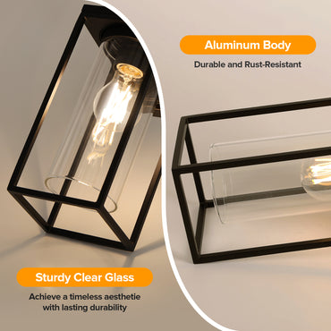 LUTEC 2 Pack Outdoor Wall Light Fixtures, Exterior Waterproof Lanterns with Aluminum Frame and Clear Glass Shade, Modern Matte Black Wall Sconce Outdoor Lighting for Patio, Front Door, Entryway