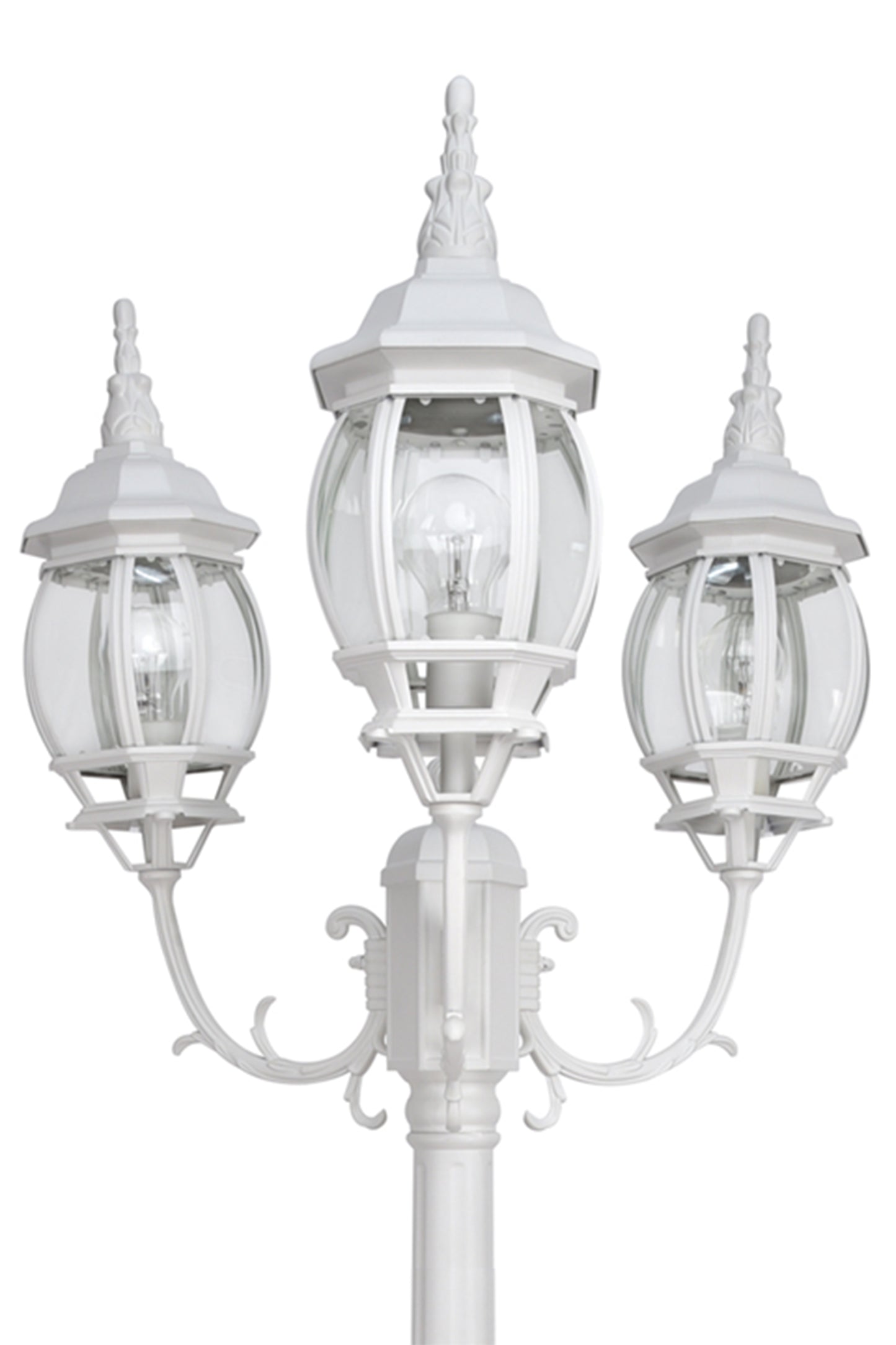 6 PACKS LUTEC-VINTAGE 3-Head Die-Cast Aluminum LED Outdoor Hard Wired Street Light (Head & Pole),White