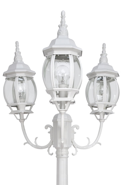6 PACKS LUTEC-VINTAGE 3-Head Die-Cast Aluminum LED Outdoor Hard Wired Street Light (Head & Pole),White