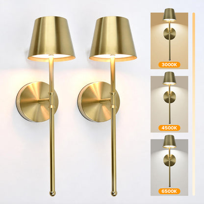 UME Wireless Sconces Set of 2 with Remote, 5200mAh Battery Powered Sconces - Rechargeable Sconces w/ 3 Color Temps & 5 Brightness Levels for Bedroom, Living Room, Wall Painting, Cafe(Gold)