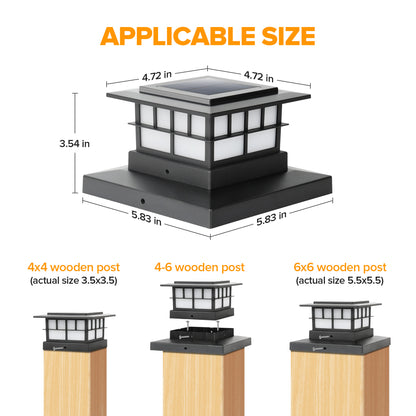 LUTEC Solar Post Cap Lights, IP65 Waterproof Solar Fence Post Lights for 4x4 5x5 6x6 Wooden/Vinyl Posts, Warm White 3000K LED Solar Powered Lighting Decor for Yard, Garden, Patio, Deck