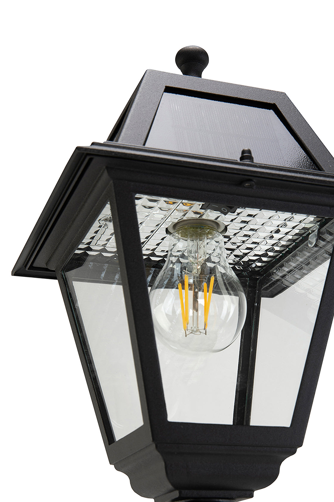 LUTEC- One-Trapezoid-Head Die-Cast Aluminum LED Outdoor Solar Street Light (Only Head), Dusk to Dawn. Black(Bulbs Included)
