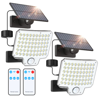 LUTEC Solar Lights Outdoor, 240 LED 3000LM Solar Powered Motion Sensor Flood Lights with Remote, Solar Flood Light with 3 Modes, Security Lights with 16.4Ft Cable IP65 Waterproof for Yard