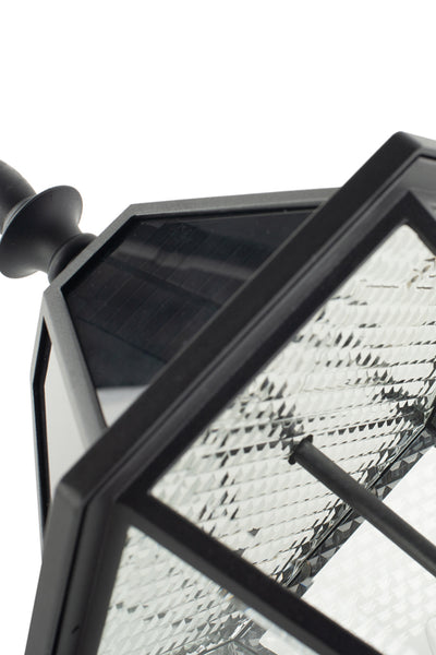 LUTEC - Black Solar Outdoor Wall Light, Clear Glass Shades, Dusk to Dawn, 6W 300LM 2700K Warm White,
