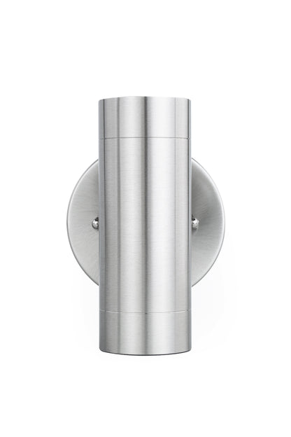 4 Packs LUTEC - 2-Light Brushed Stainless Steel Outdoor Integrated LED Wall Lantern Sconce, 3000K 11W 800LM, Silver Integrated Outdoor Wall Light