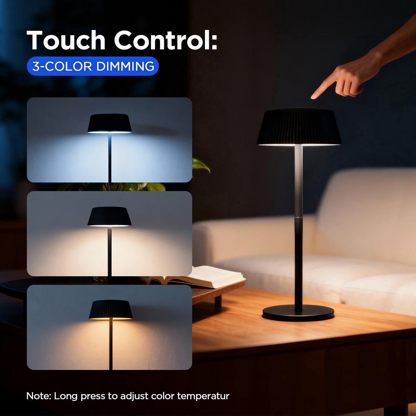 (3/6/9 Pack) USB Rechargeable Desk Lamp, 5000mah Rechargeable Battery, Two Adjustable Heights, Touch-sensitive Control, And Comes With A Wine Bottle Stopper.