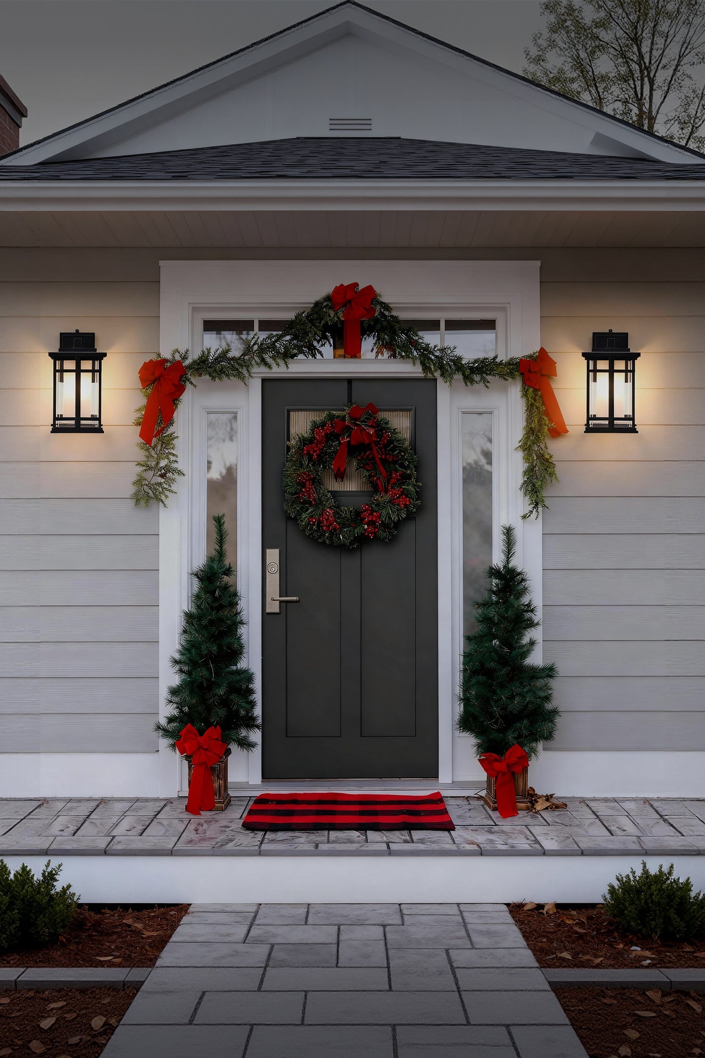 LUTEC 13" Dusk to Dawn Outdoor Wall Sconce, Matte Metal Frame and Double Glazing, Craftsman Style Outdoor Light Fxture with E26 Base, Waterproof Porch Light for Doorway