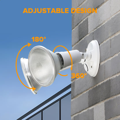 LUTEC 2 Pack Adjustable Twin Par Holder Outdoor Flood Lights, Switch Controlled Security Lights, Floodlights Fixture, Waterproof Exterior Max 300 Watt Par38 Flood Light for Garage, Yard, Porch-White