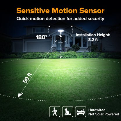 LUTEC 84W 9500LM LED Security Lights Motion Sensor Outdoor Lights with Night Light, 4 Head LED Flood Lights Outdoor 5000K Daylight, IP65 Waterproof, Motion Detected Lights for Outside (White)
