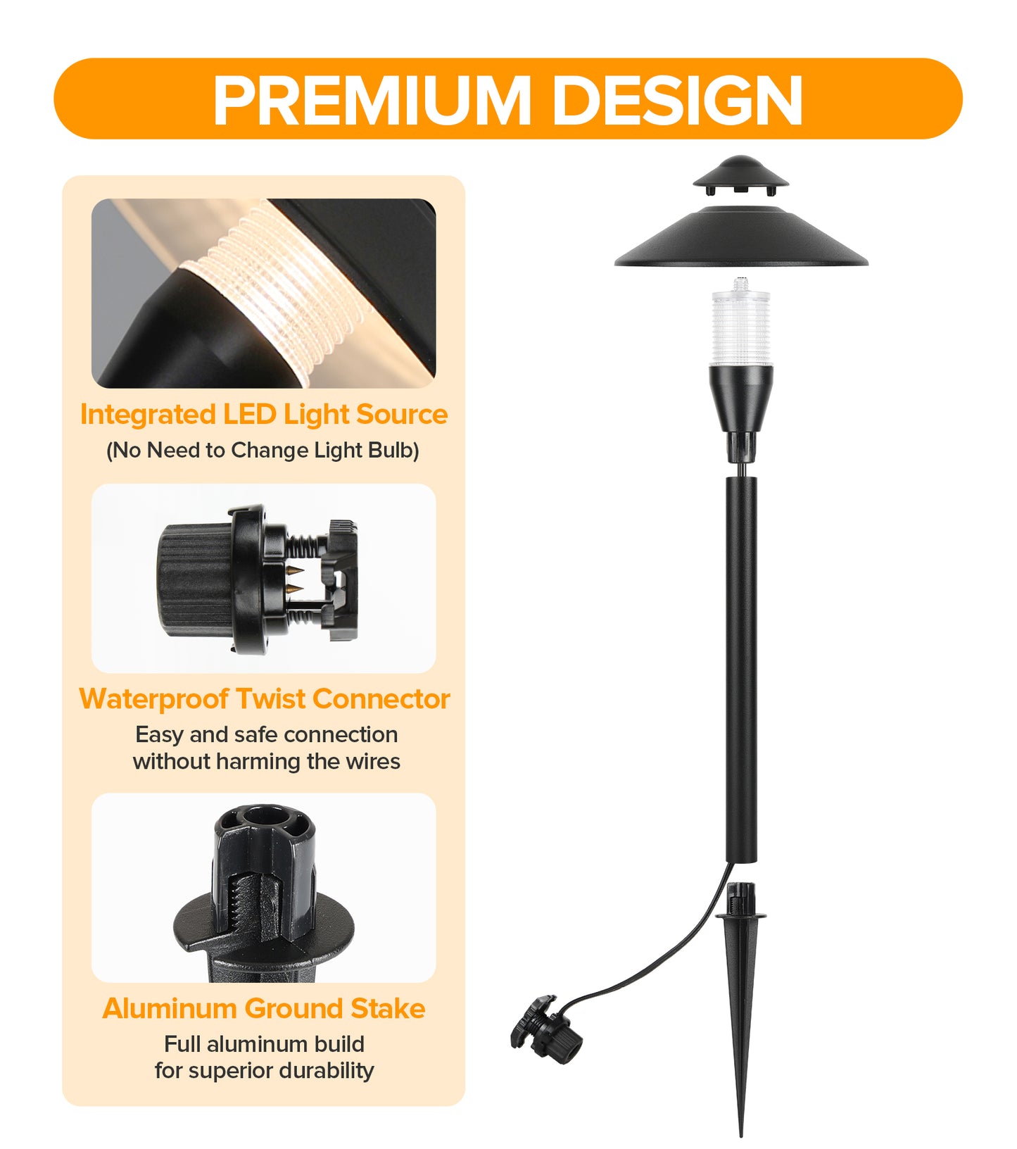 LUTEC 12V Low Voltage Landscape Lighting, Die-cast Aluminum Spot Lights with Connectors, Low Voltage Pathway Lights with Spotlights Waterproof for Tree Garden Yard Pathway, 12 Pack
