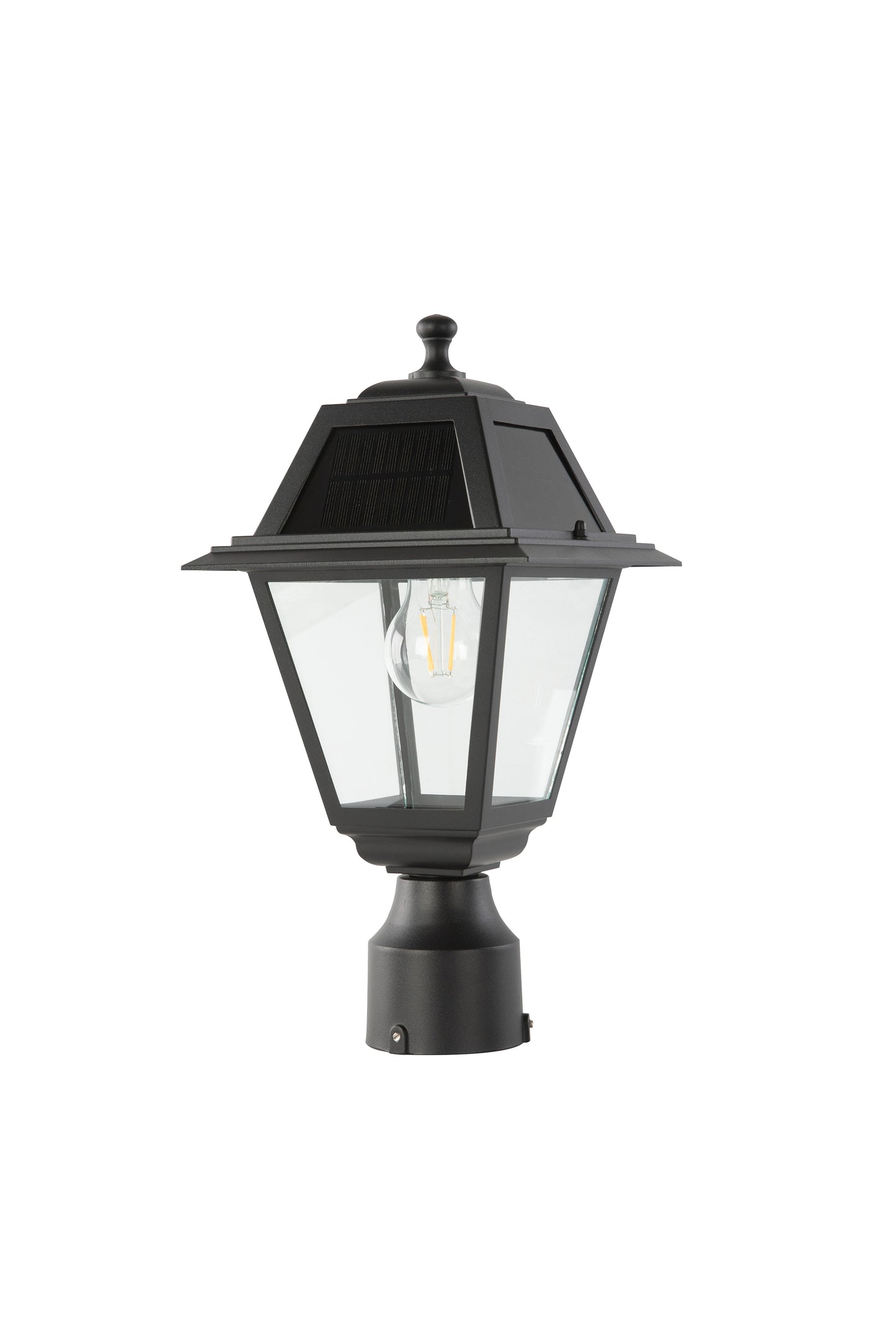 LUTEC- One-Trapezoid-Head Die-Cast Aluminum LED Outdoor Solar Street Light (Only Head), Dusk to Dawn. Black(Bulbs Included)