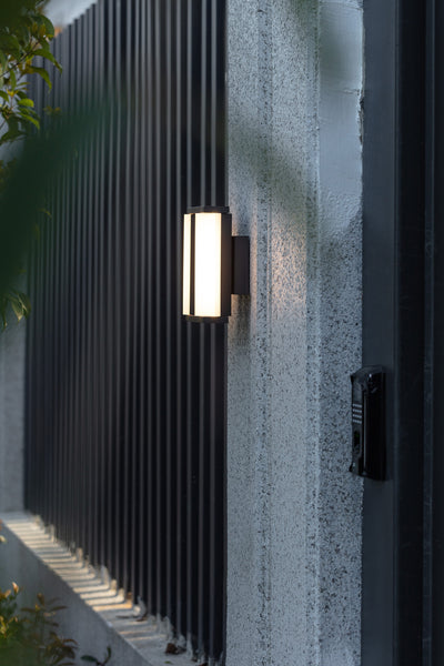 LUTEC 2-Light Dark Grey Outdoor Hardwired Wall Lantern Sconce Integrated LED Non Motion Sensing