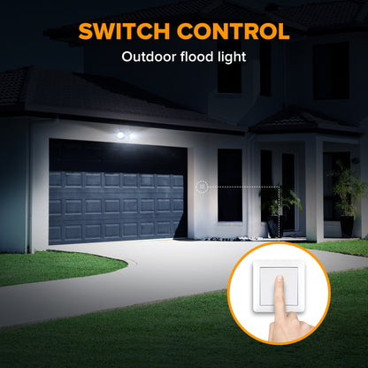 UME 28W 3000LM 28 LED Outdoor Flood Lights, Waterproof Adjustable Dual Head floodlight for Garage Yard Porch, Metal Design, White