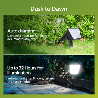 UME 4 Packs Solar Spot Lights Outdoor Waterproof, 28 LED 7500K Solar Powered Landscape Pathway Lights, Dusk to Dawn Solar Spotlights for Garden, Yard, Lawn, Walkway, Driveway