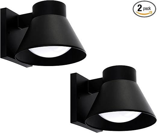 UME 2 Pack LED Outdoor Wall Light Fixtures, Black Front Porch Lights Wall Mount Lighting, Exterior Waterproof Wall Lantern Light Fixture Anti-Rust Farmhouse Wall Sconce for Patio, Doorway, Garage