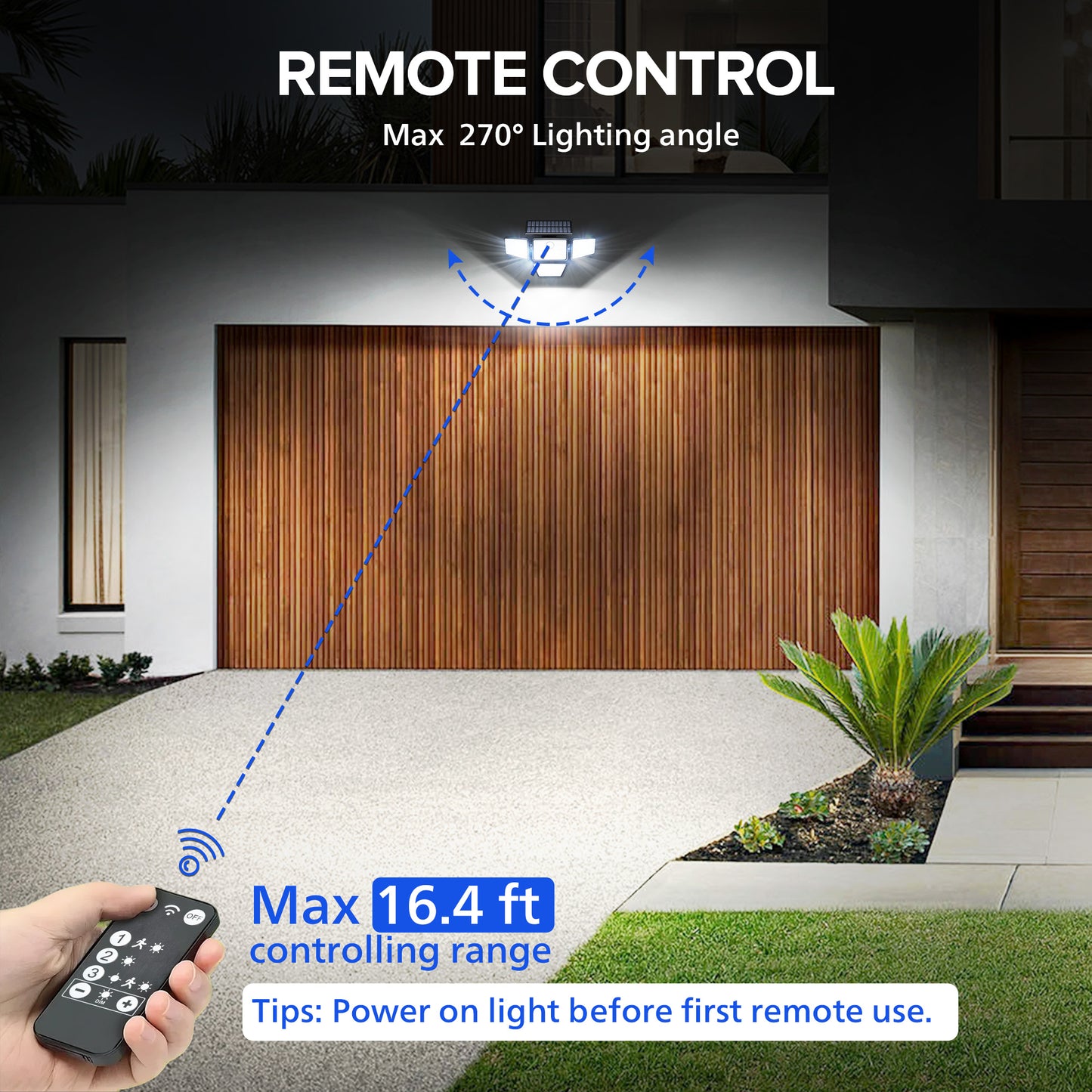 （1/2/4 PACK）UME Solar Security Light Outdoor, 196 LED Wall-Mounted Flood Light With Motion Sensor, 3 Modes, 4 Adjustable Heads Solar-Powered Floodlights with Remote Control, Waterproof