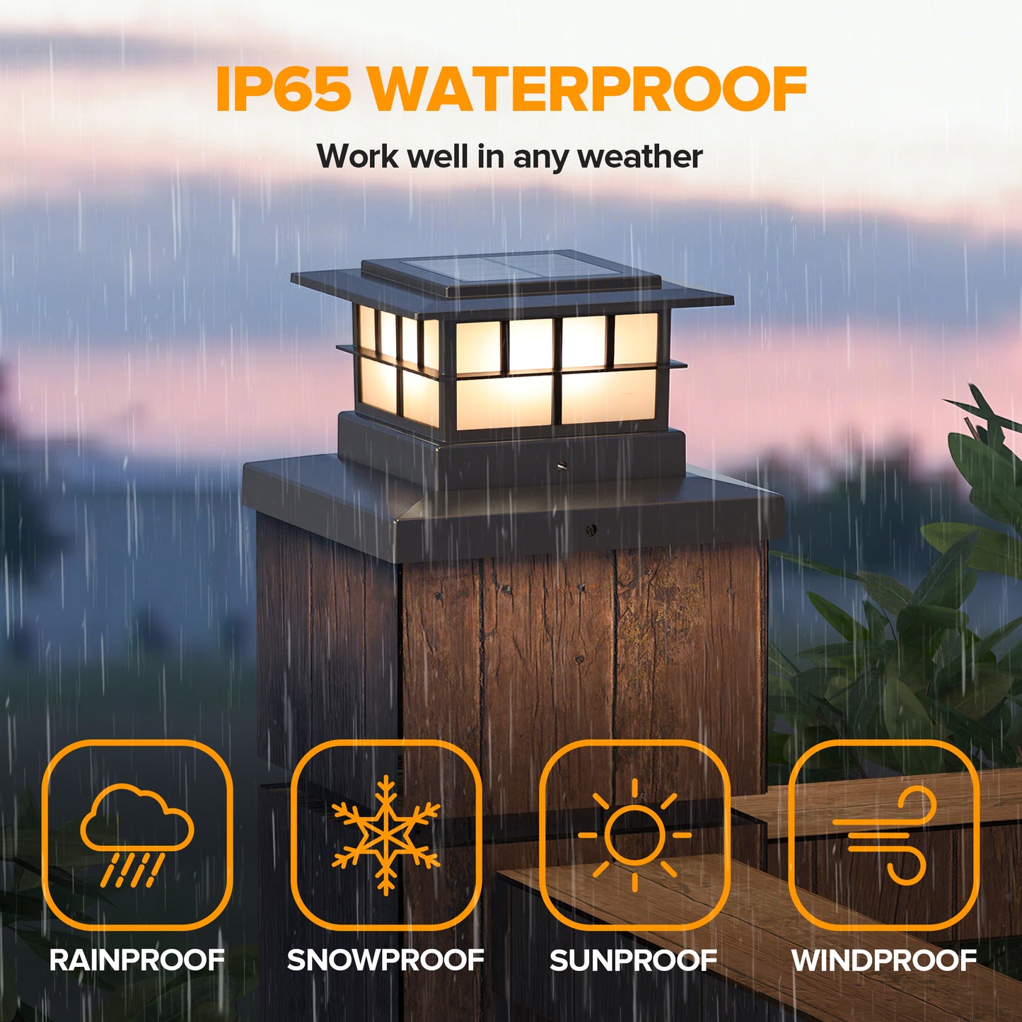 LUTEC Solar Post Cap Lights, IP65 Waterproof Solar Fence Post Lights for 4x4 5x5 6x6 Wooden/Vinyl Posts, Warm White 3000K LED Solar Powered Lighting Decor for Yard, Garden, Patio, Deck