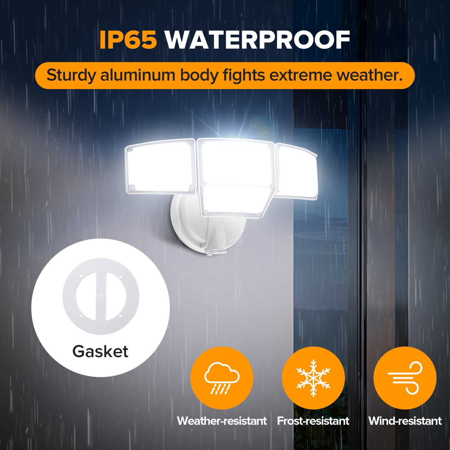 LUTEC 80W Dusk to Dawn Flood Lights Outdoor, 9000LM Super Bright LED Security Light with Photocell, IP65 Waterproof, 5000K Daylight, 4 Heads Floodlight for Garage, Yard, Patio (White)