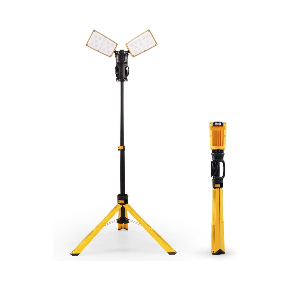 LUTEC 【Upgraded】 6290Pro 9000 Lumen 90 Watt Dual-Head LED Work Light with Telescoping Tripod, Work Light with Stand Rotating Waterproof Lamps and 8 Ft 3-Prong Power Cord