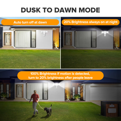 UME 49W 5500LM LED Security Lights Motion Sensor Light Outdoor, 5000K Daylight, IP65 Waterproof, Dusk to Dawn, 3 Head Motion Detected Flood Light for Garage, Yard, Porch