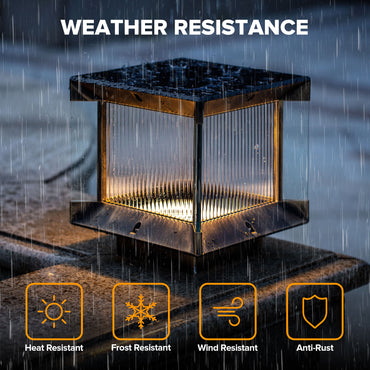 LUTEC Solar Post Lights Outdoor, Dusk to Dawn Solar Lamp Post Light with Remote Control, Waterproof RGB Color Changing Post Light Solar Powered, Column Lights Pillar Lights for Outside Flat Surface