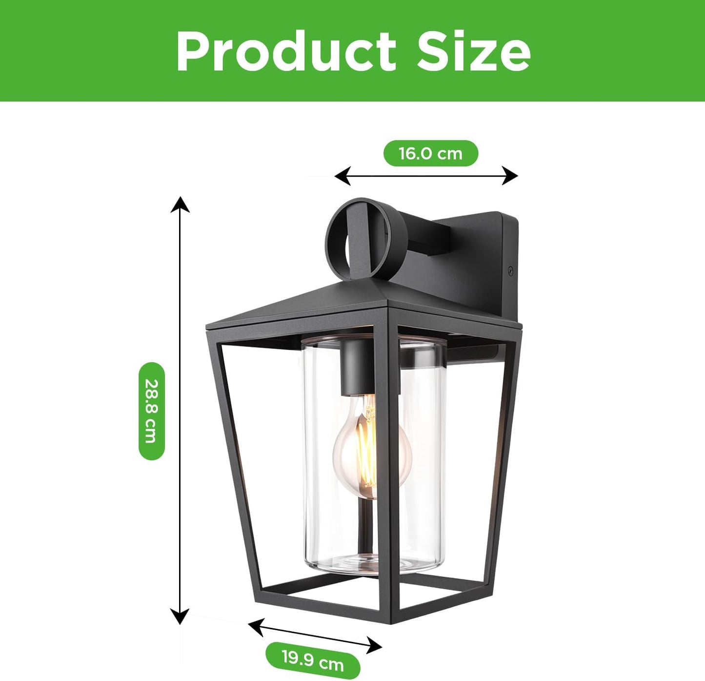 LUTEC Outdoor Wall Lights, Max 60W E27 Aluminum Outside Wall Light, Black Wall Sconce with Clear Glass Shade,IP44 Waterproof Exterior Wall Sconce for Doorway,Patio,Garage, Porch [Energy Class A]