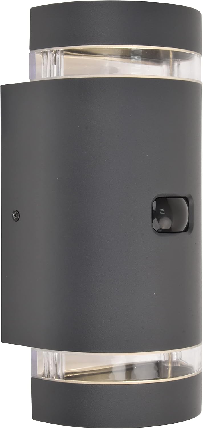 LUTEC Focus Outdoor Wall Lights PIR Motion Sensor, Waterproof Up Down Outside Light Mains Powered for Front Door Porch, with GU10 Socket (Bulb Not Included), Aluminium Exterior Wall Lamp,Dark Grey [Energy Class A]