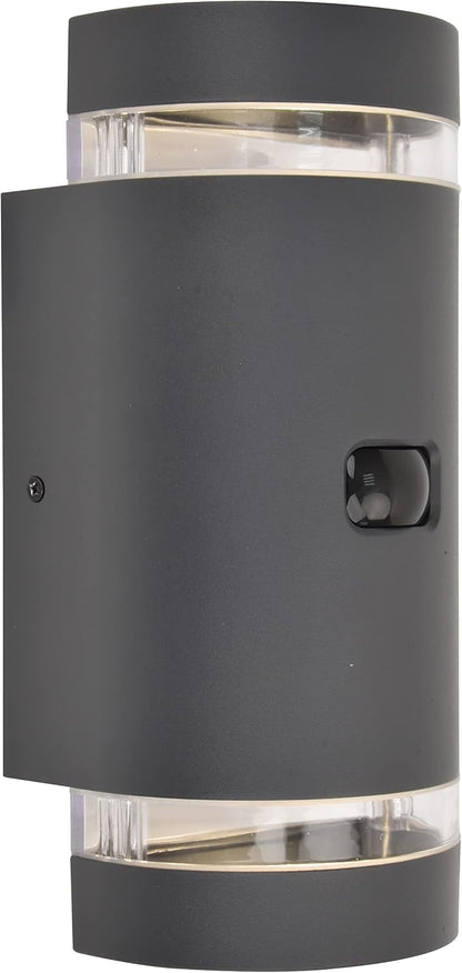 LUTEC Focus Outdoor Wall Lights PIR Motion Sensor, Waterproof Up Down Outside Light Mains Powered for Front Door Porch, with GU10 Socket (Bulb Not Included), Aluminium Exterior Wall Lamp,Dark Grey [Energy Class A]