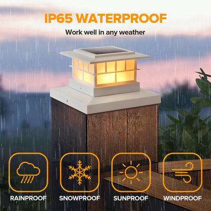 LUTEC （2/6/8） Pack Solar Post Cap Lights, IP65 Waterproof Solar Fence Post Lights for 4x4 5x5 6x6 Wooden/Vinyl Posts, Warm White 3000K LED Solar Powered Lighting Decor for Yard, Garden, Patio, Deck, White