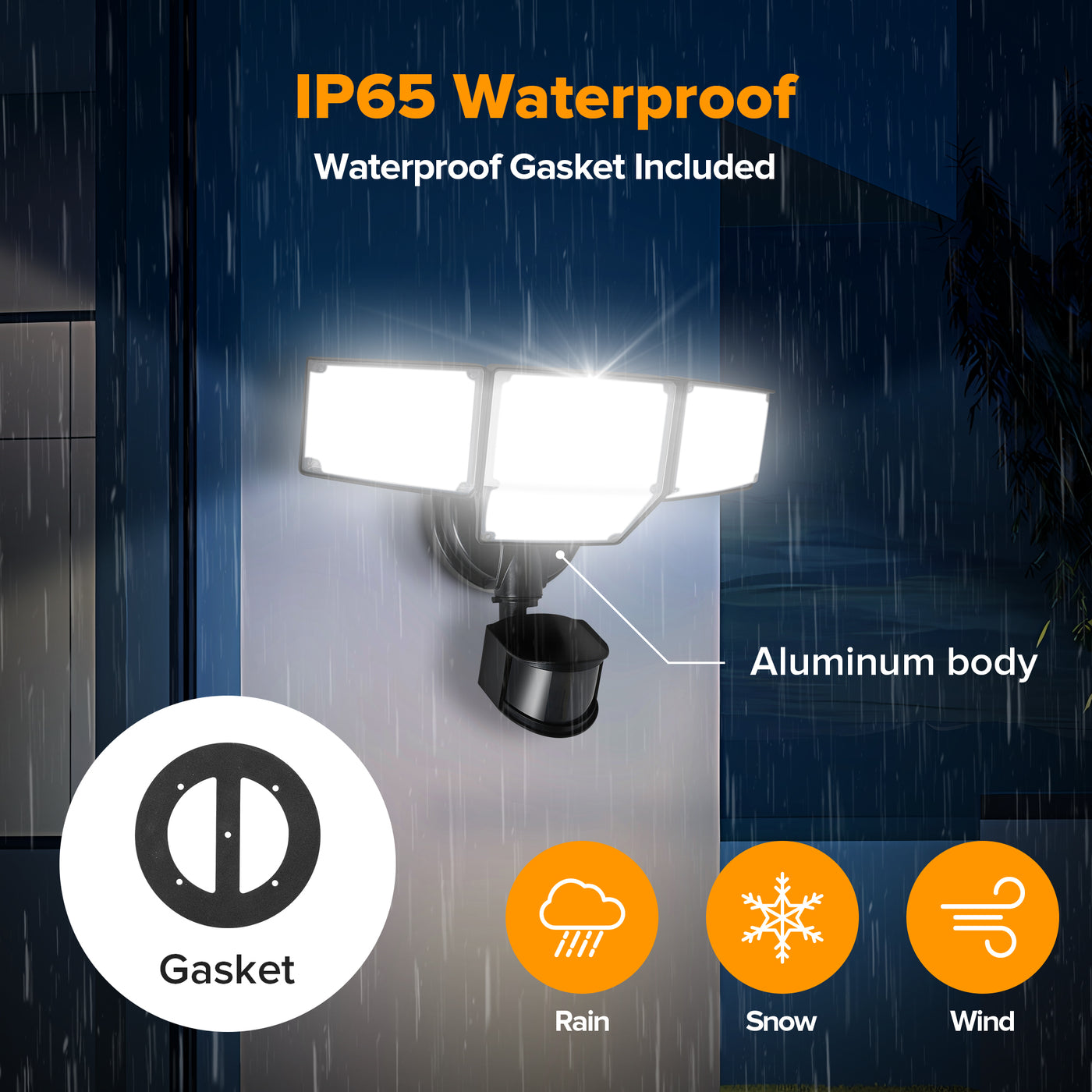 LUTEC 80W 9000LM LED Security Lights Motion Sensor Outdoor Lights, 4 Head LED Flood Lights Outdoor 5000K Daylight, IP65 Waterproof, Motion Detected Lights for Outside, House, Garage, Yard (Black)