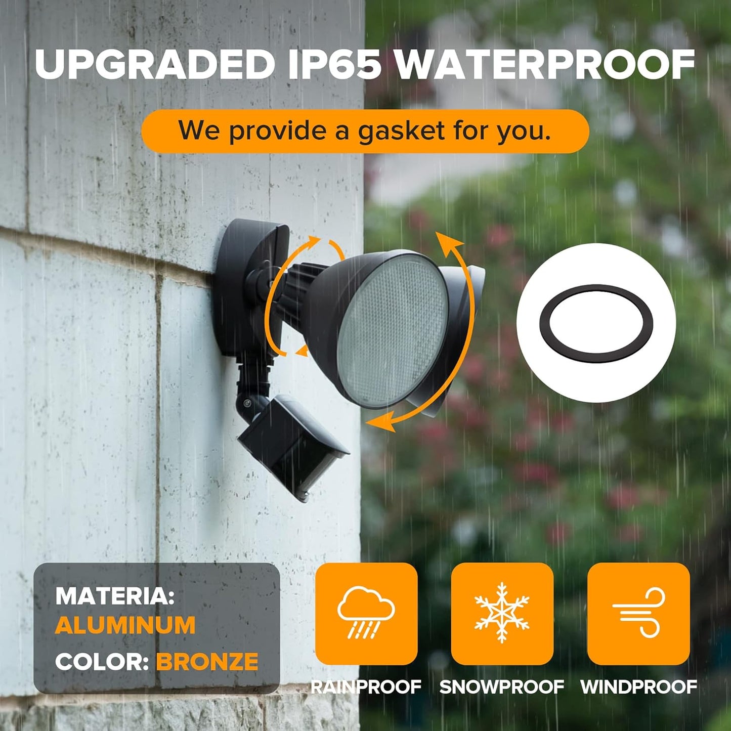UME Smart WiFi LED Security Light Motion Sensor Outdoor, Work with Alexa/Google/SmartThings, 2700-6500K,2500LM,Waterproof,Dusk to Dawn Flood Light with APP Control Perfect for Yard,Exterior(Brown)