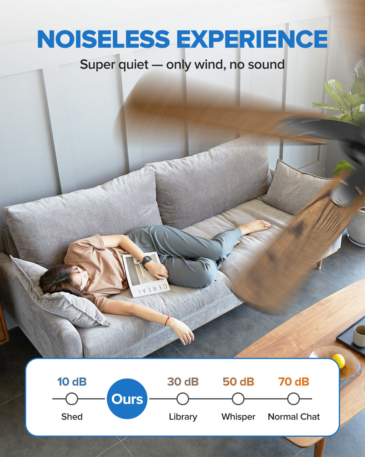 UME 52" Ceiling Fan with Lights & Remote, 6 Blades Low Profile Ceiling Fan, Quiet DC Motor, Natural Wind, 6 Speeds, 3CCT Dimmable 20W LED Modern Ceiling Fan for Bedroom, Living Room