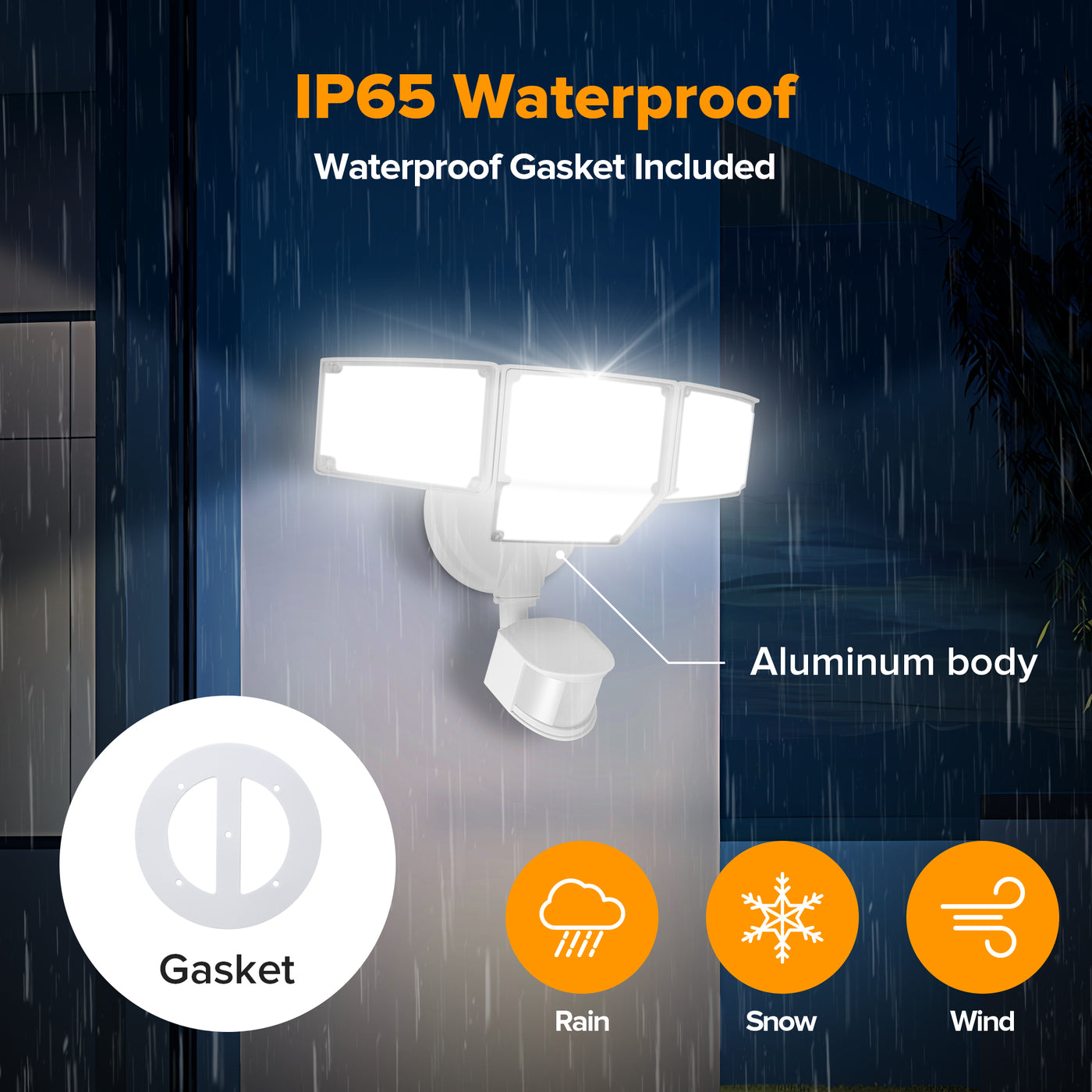 LUTEC 80W 9000LM LED Security Lights Motion Sensor Outdoor Lights, 4 Head LED Flood Lights Outdoor 5000K Daylight, IP65 Waterproof, Motion Detected Lights for Outside, House, Garage, Yard (White)