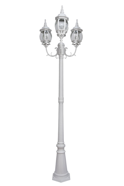 6 PACKS LUTEC-VINTAGE 3-Head Die-Cast Aluminum LED Outdoor Hard Wired Street Light (Head & Pole),White