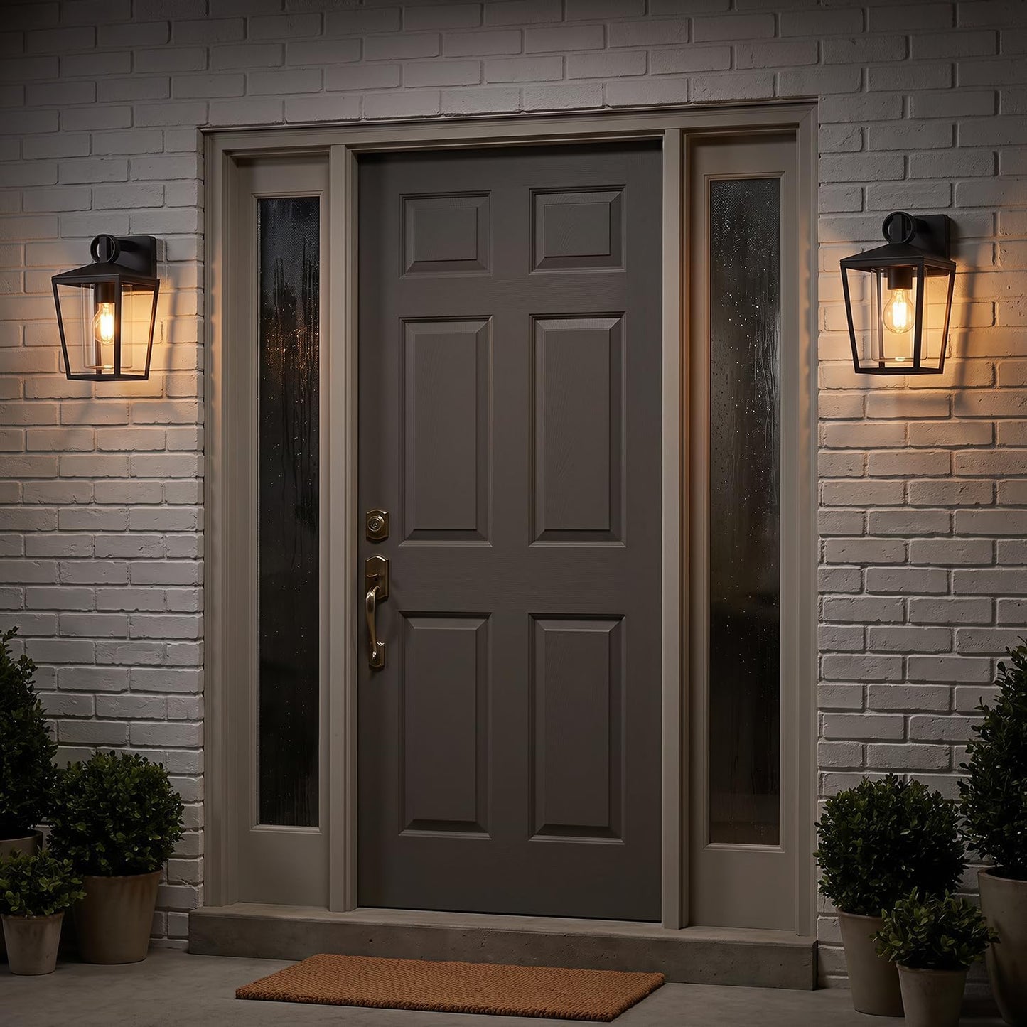LUTEC Outdoor Wall Lights, Max 60W E27 Aluminum Outside Wall Light, Black Wall Sconce with Clear Glass Shade,IP44 Waterproof Exterior Wall Sconce for Doorway,Patio,Garage, Porch [Energy Class A]