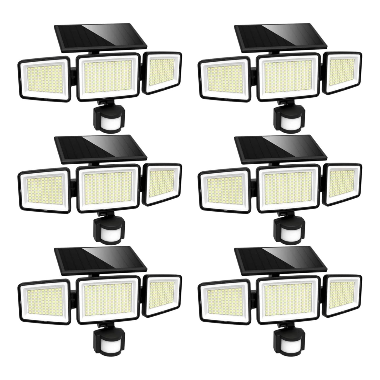 UME Solar Outdoor Lights 302 LED 3000LM, IP65 Waterproof Motion Sensor Outdoor Lights, 3 Heads Solar Security Flood Lights 270 Wide Lighting Angle with 3 Modes for Garden Patio Yard