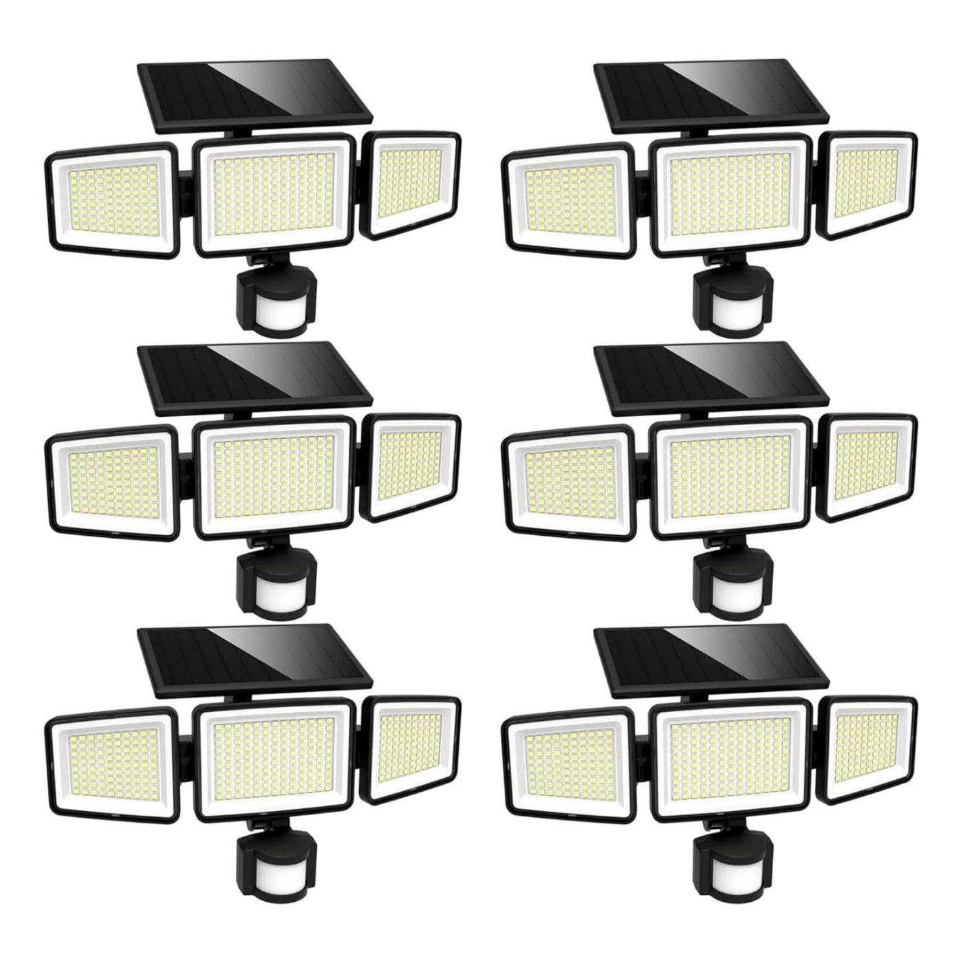 UME Solar Outdoor Lights 302 LED 3000LM, IP65 Waterproof Motion Sensor Outdoor Lights, 3 Heads Solar Security Flood Lights 270 Wide Lighting Angle with 3 Modes for Garden Patio Yard