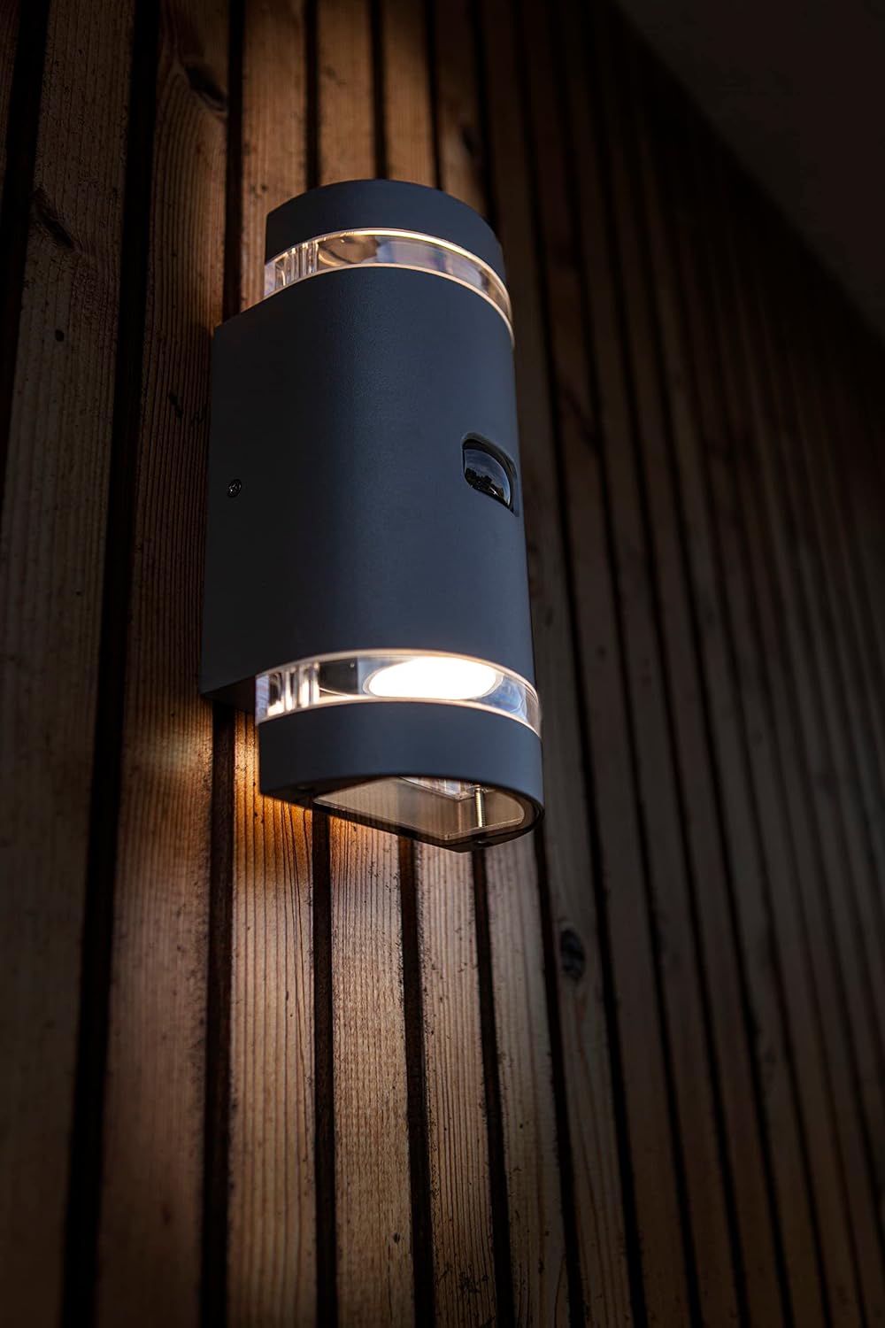 LUTEC Focus Outdoor Wall Lights PIR Motion Sensor, Waterproof Up Down Outside Light Mains Powered for Front Door Porch, with GU10 Socket (Bulb Not Included), Aluminium Exterior Wall Lamp,Dark Grey [Energy Class A]