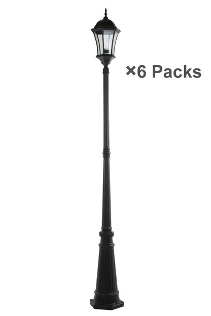 6 Packs LUTEC Outside Street Light with One Head Die-Cast Aluminum LED Outdoor Hard Wired Lamp (Head & Pole)