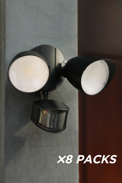 8 PACKS LUTEC-Shrimp, 2500LM, 5000K, 32W, LED Motion Sensor, D2D, Dual-Head Floodlight,Black