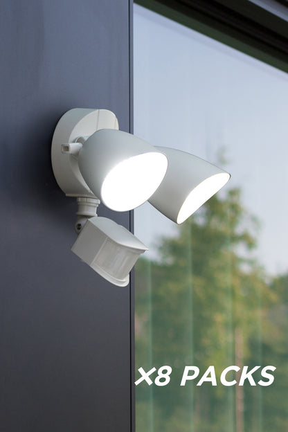 8 Packs LUTEC-Shrimp,  2500LM, 5000K, 32W, LED Motion Sensor, D2D, Dual-Head Floodlight,White